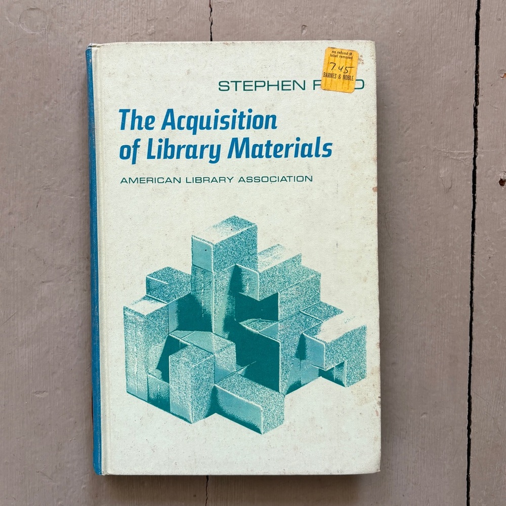 1974 The Acquisition of Library Materials ALA Bibliophile Card Catalog Curator